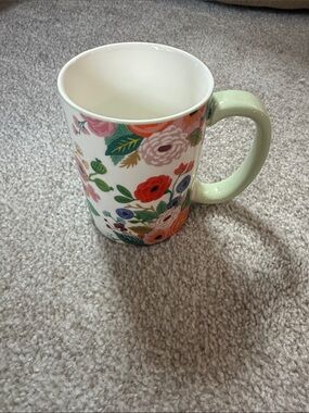 NWT Floral Ceramic Mug with Mint Handle - Home Dining